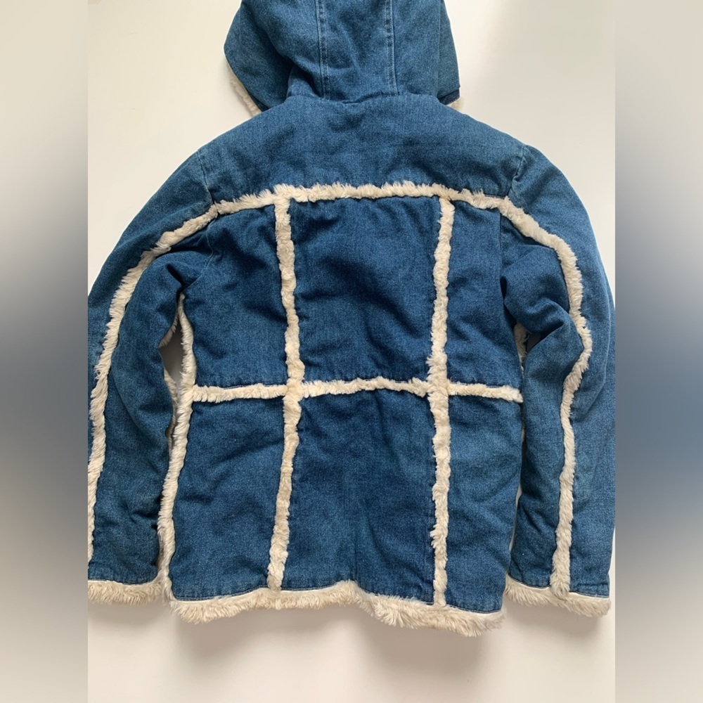 Big Chill Blue Denim vintage Jacket with Cream Faux Fur - Picture 13 of 13